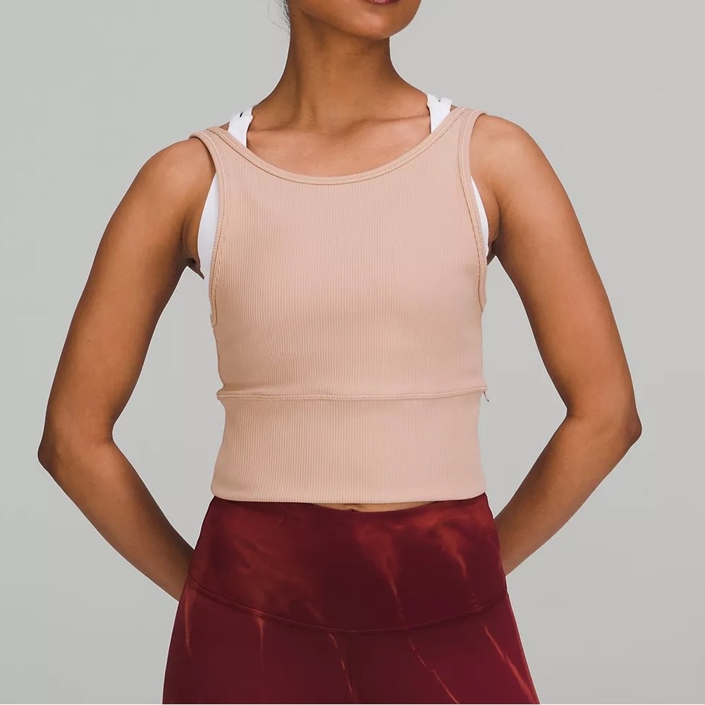 NWT Power Pivot Ribbed Tank Top in Pink Clay